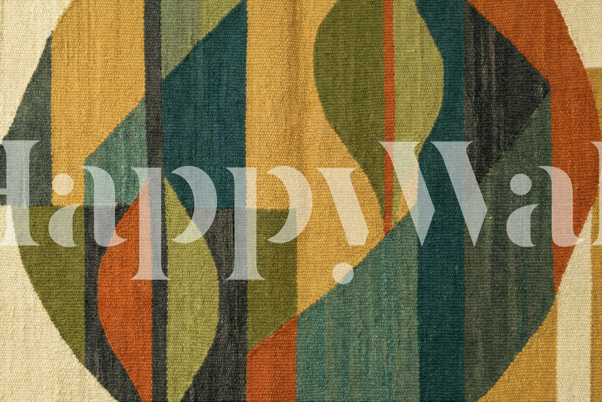 Mid Century Geometric Leaves design wallpaper in a room