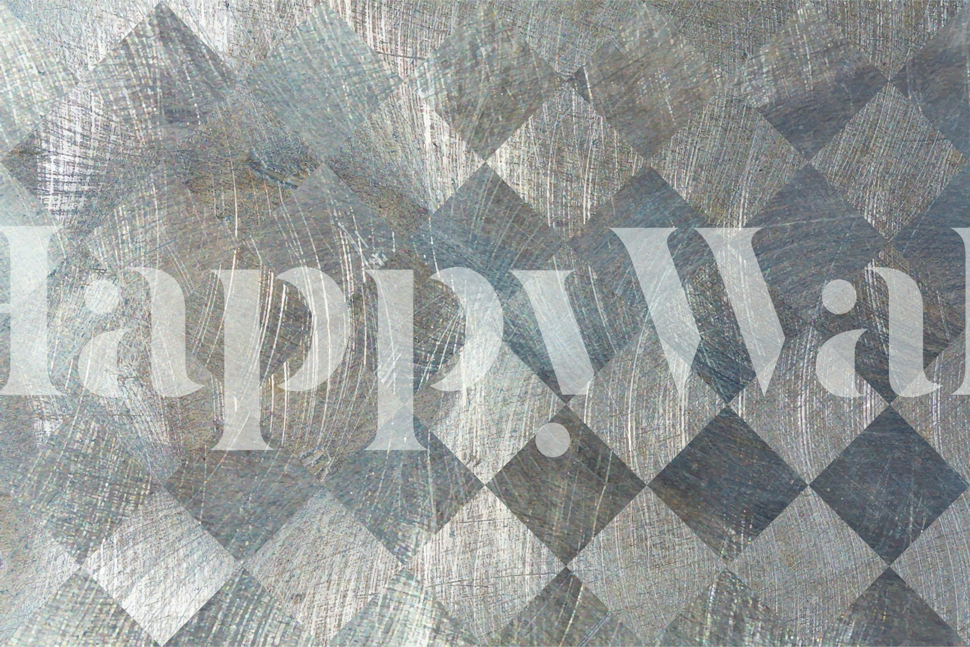 Brushed Metal Argyle Grid wallpaper in a room