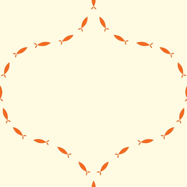 Mid Century geometric subtle red Fish ogee