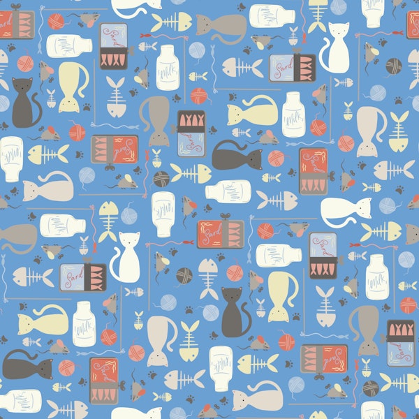 Cute Kitty Kats favourite things on blue