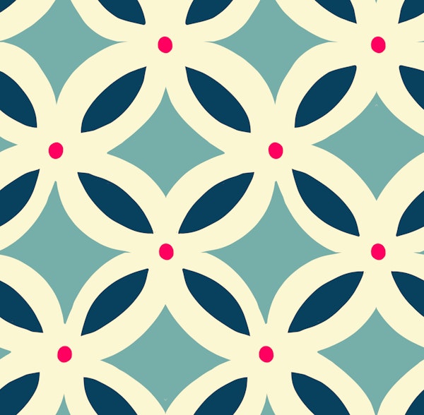retro geometric florals Light blue
