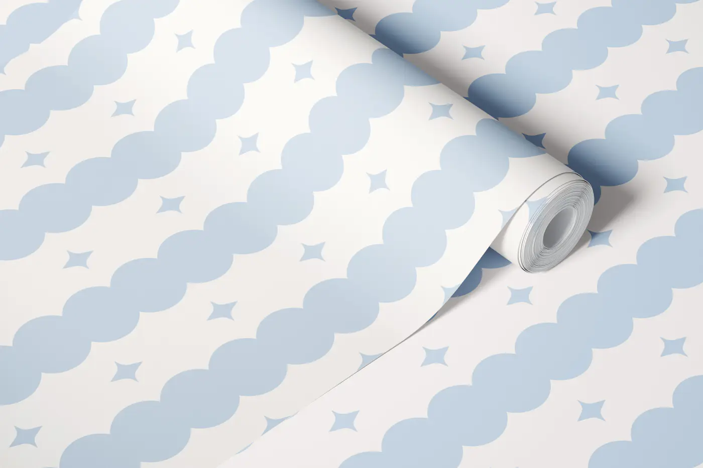 Playful bubble stripes with diamonds - blue wallpaper roll