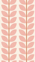 mid century leaf stripes - pink orange wallpaper