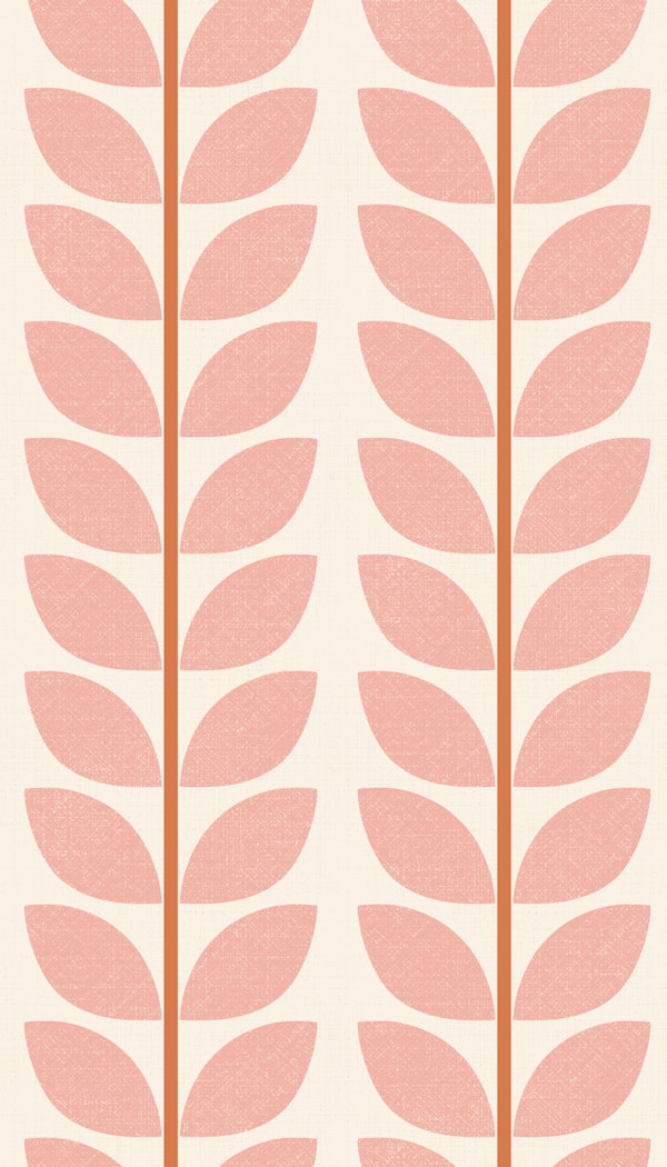 mid century leaf stripes - pink orange