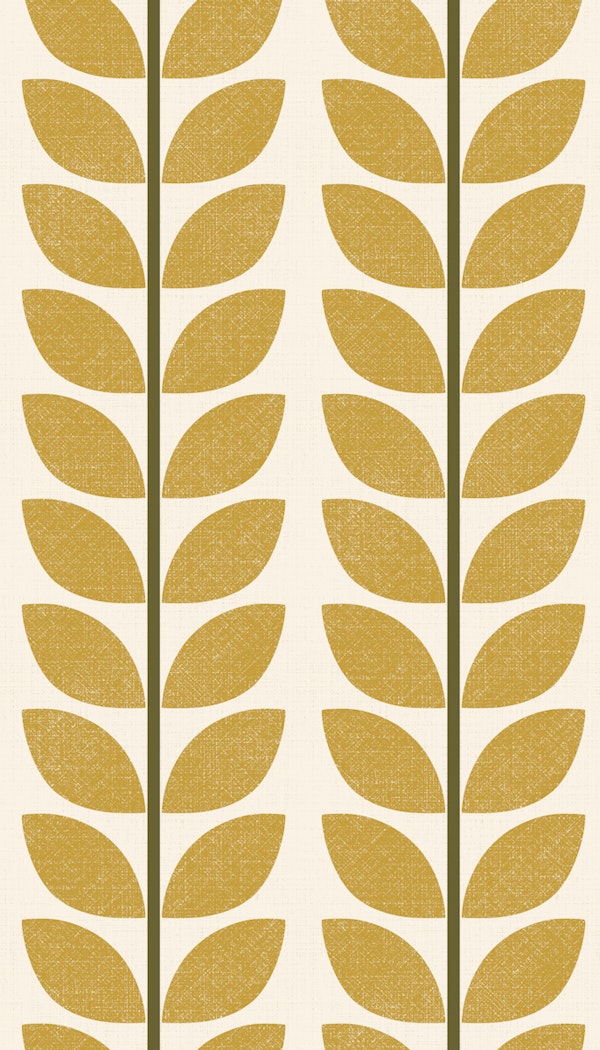 mid century leaf stripes - ochre olive green
