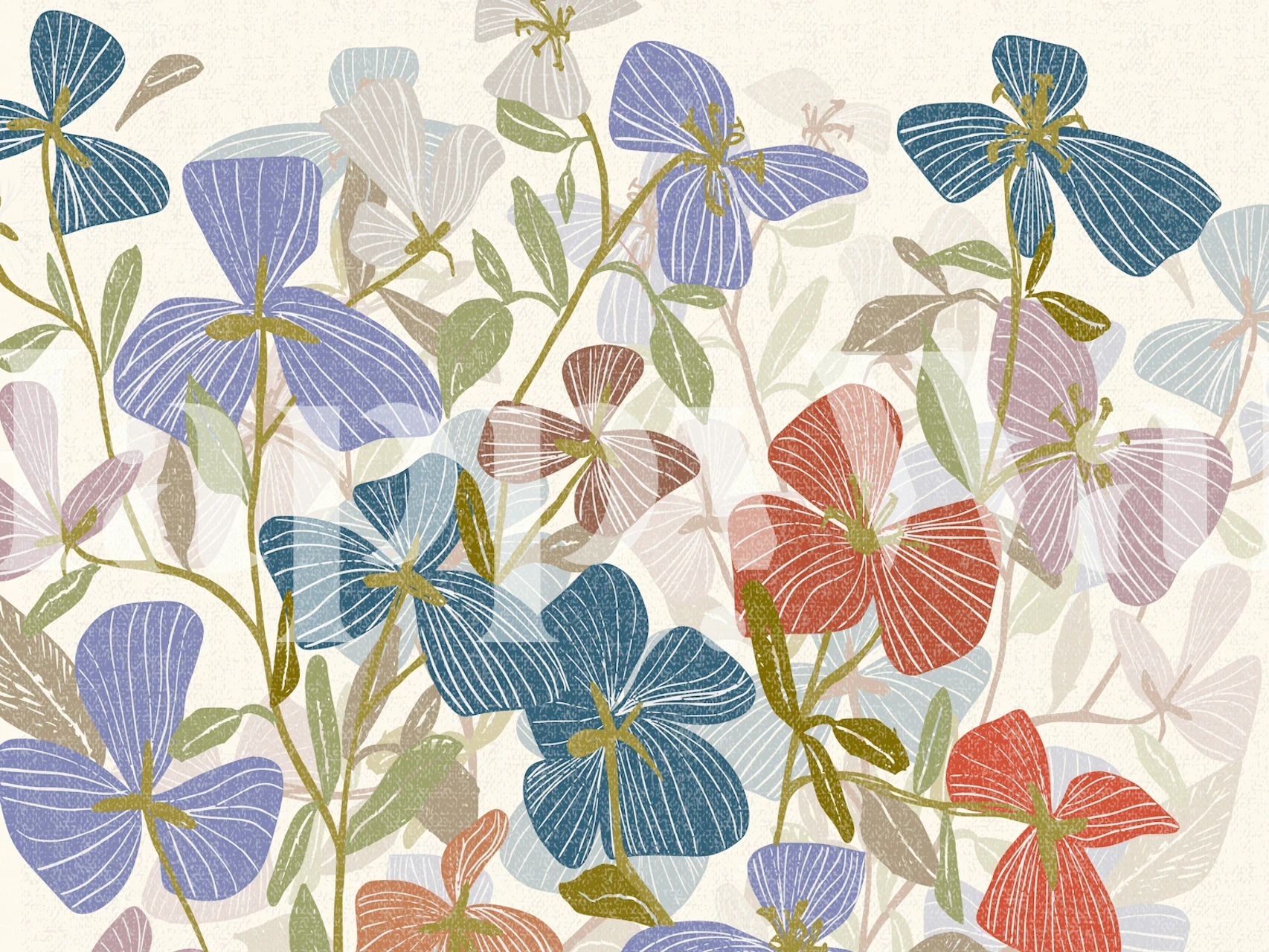 Floral statement wallpaper in a room