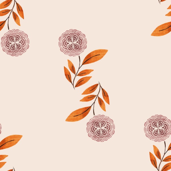 Autumn Folk Leaf Rosette Scatter Pattern