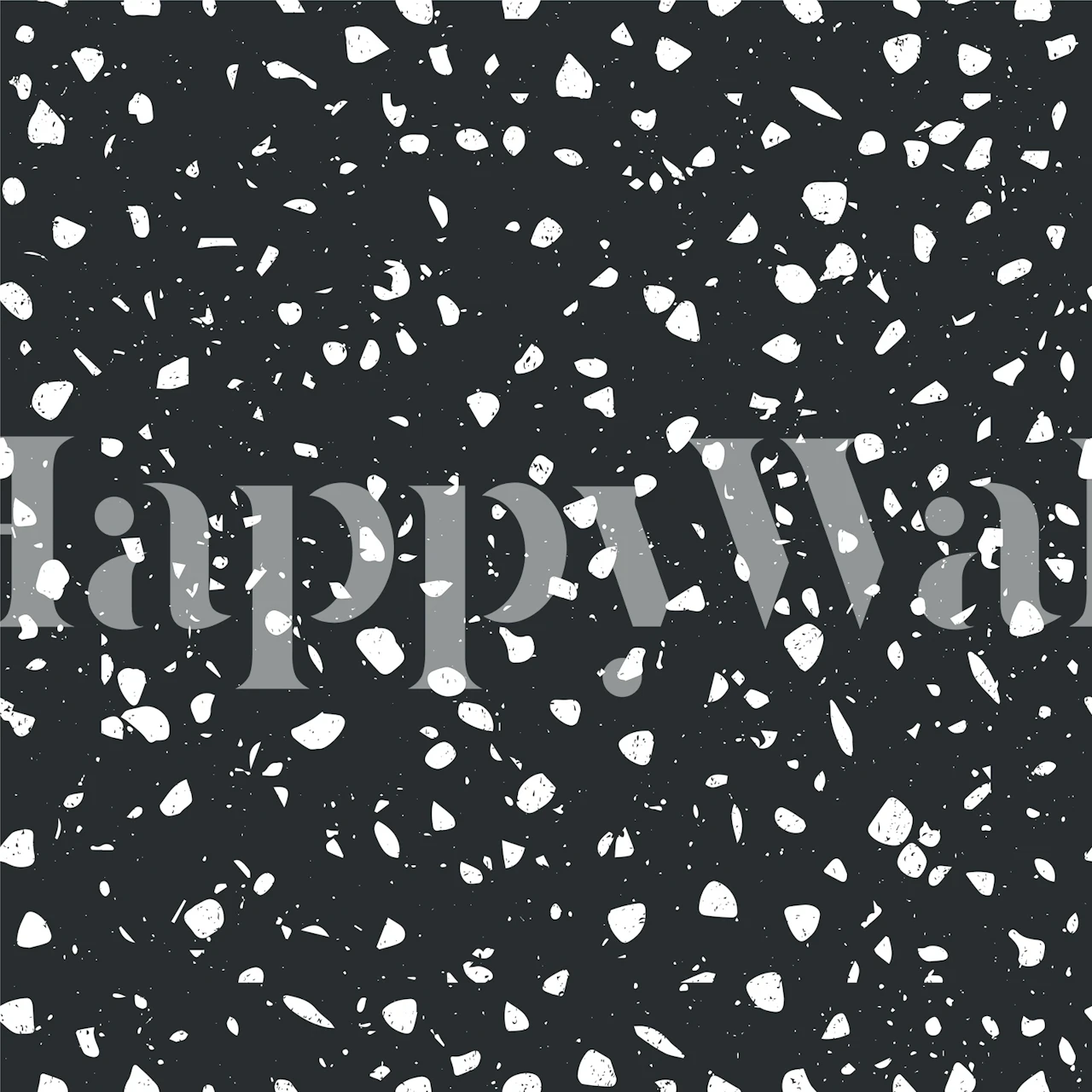 Tapeta Charcoal Terrazzo Speckle wyeksponowana w pomieszczeniu