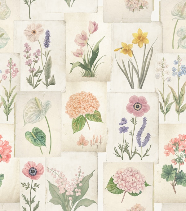 Cottage Garden Botanical Collage