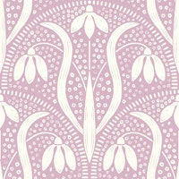 snowdrops art nouveau pattern pastel mauve wallpaper