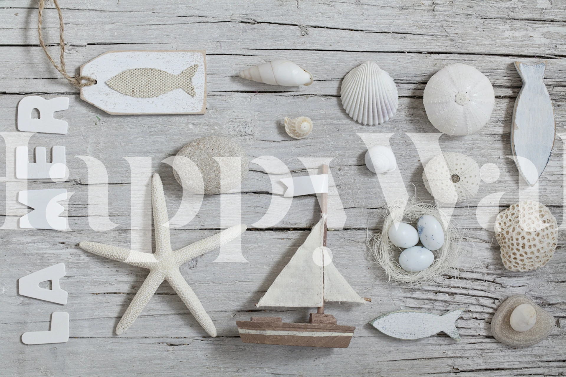 La Mer Beach Collage tapet i ett rum