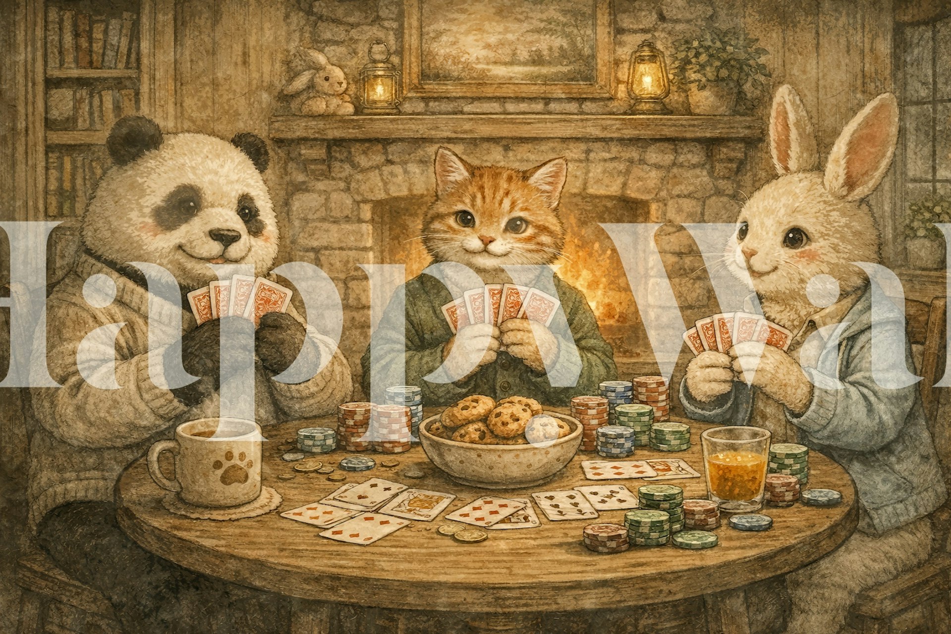 Cute puppies wallpaper in a room