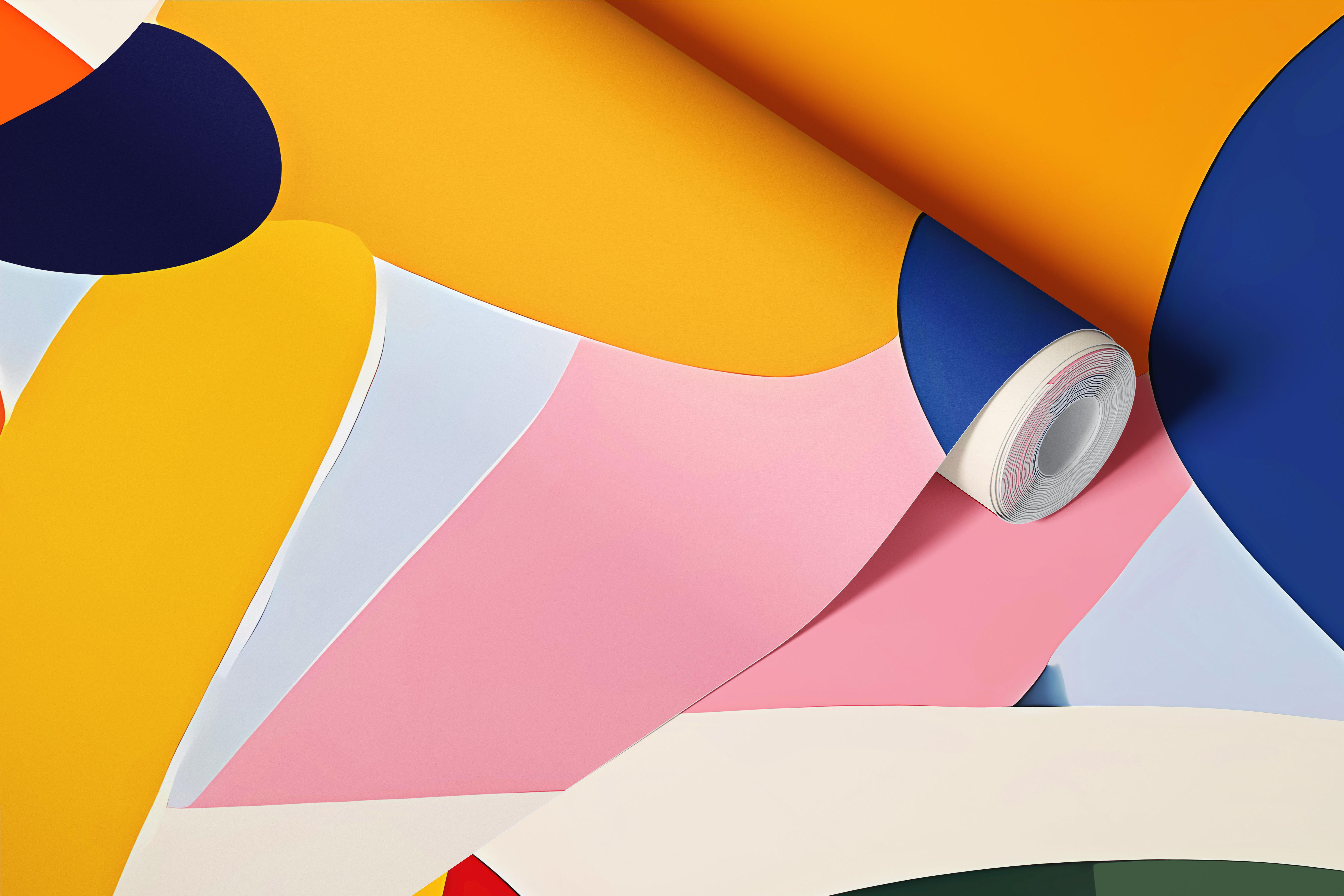 Vibrant mid century abstract wallpaper in a room