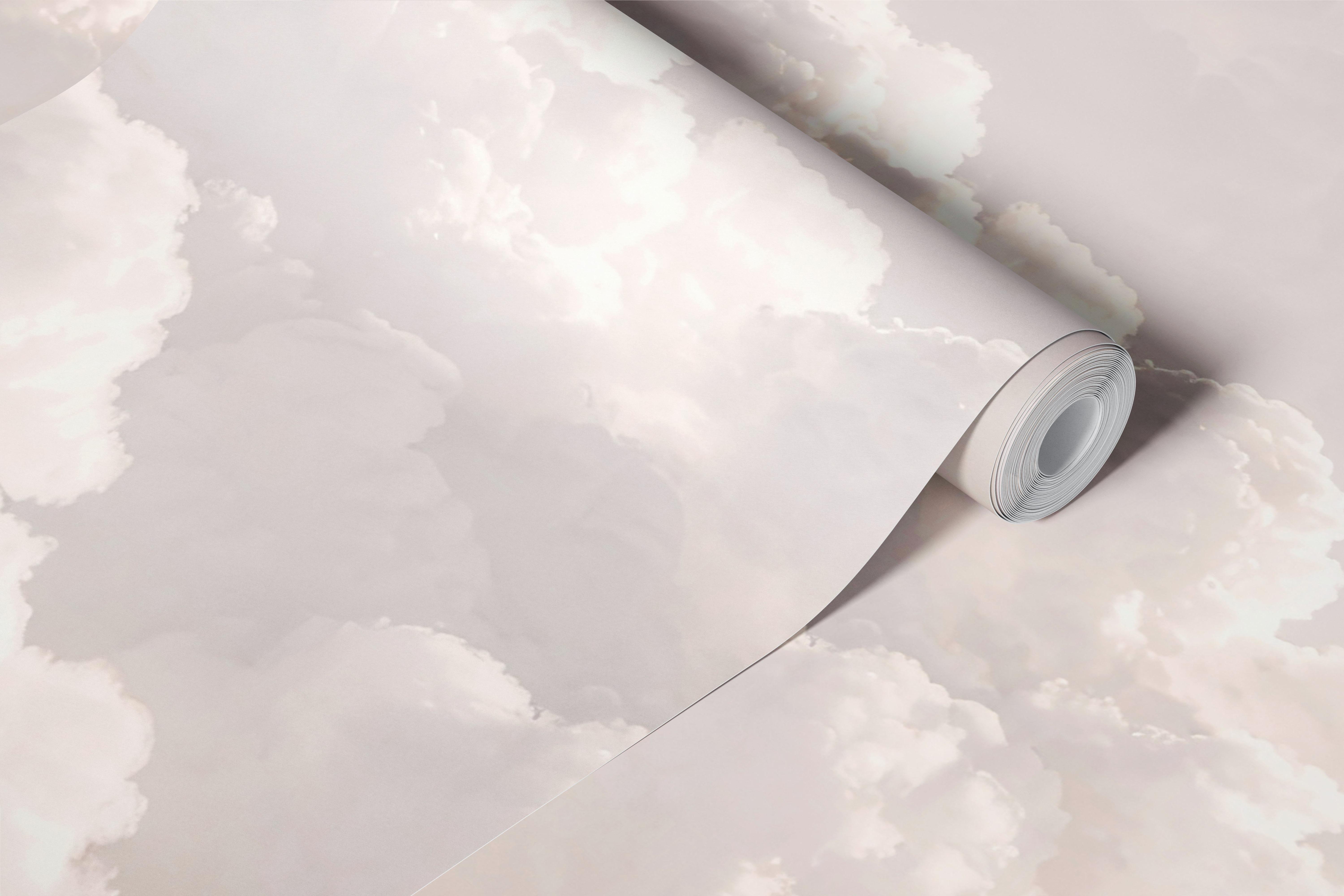 Clouds Dreams Beige wallpaper in a room