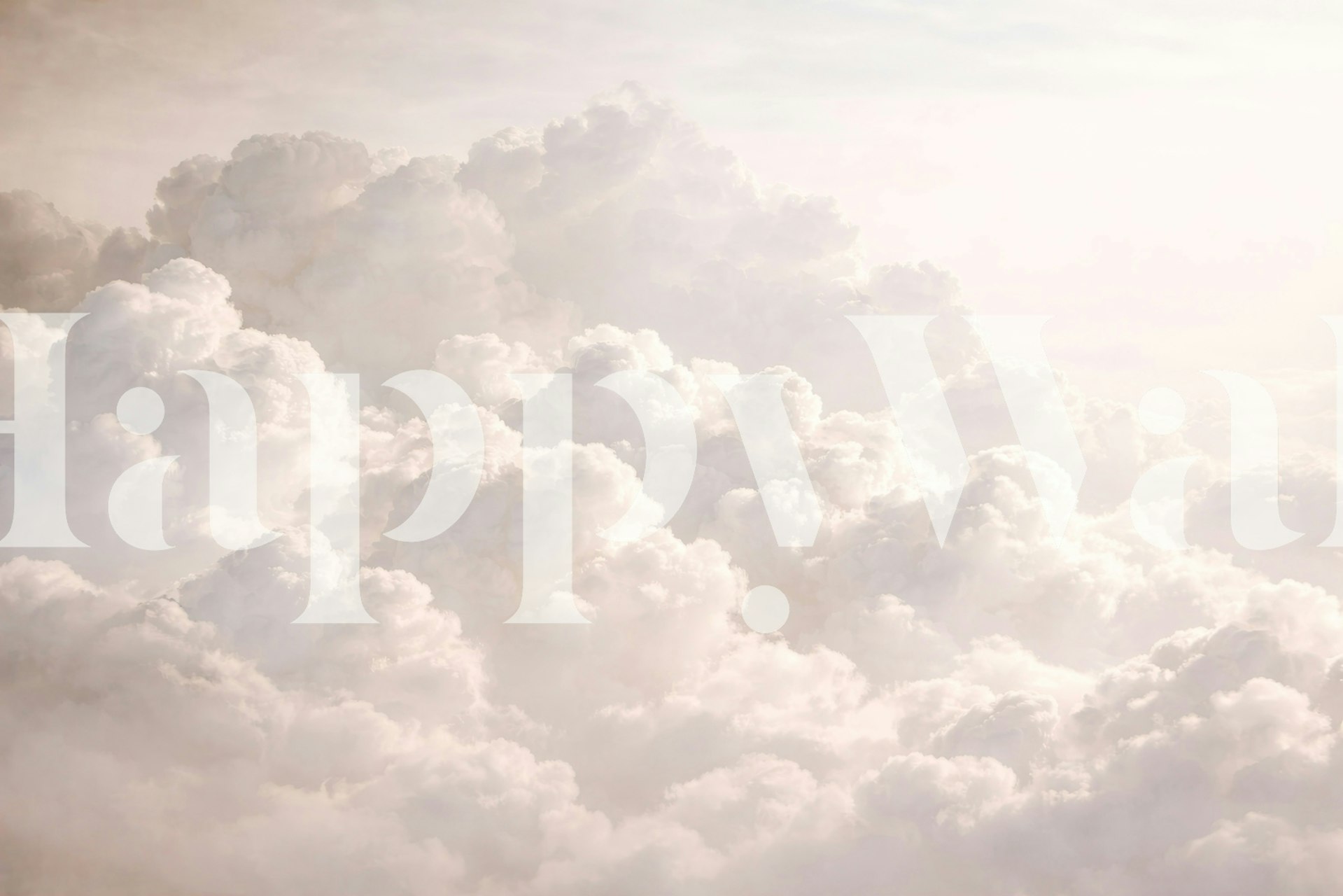 Clouds Dreams Beige wallpaper in a room