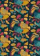 Lotus Pond with Heron and Kingfishers in Teal