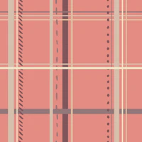 modern plaid warm coral and mocha beige check wallpaper