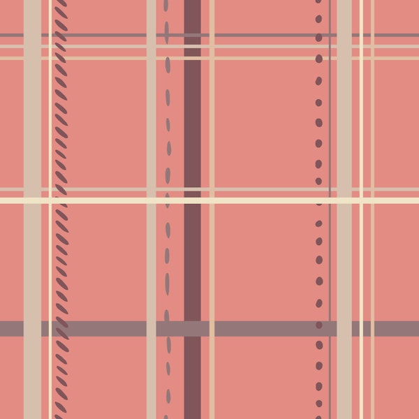 modern plaid warm coral and mocha beige check