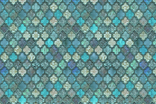Old Moroccan Tiles Teal Green