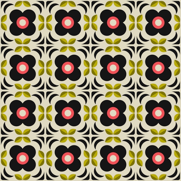 Retro granny squares pink green