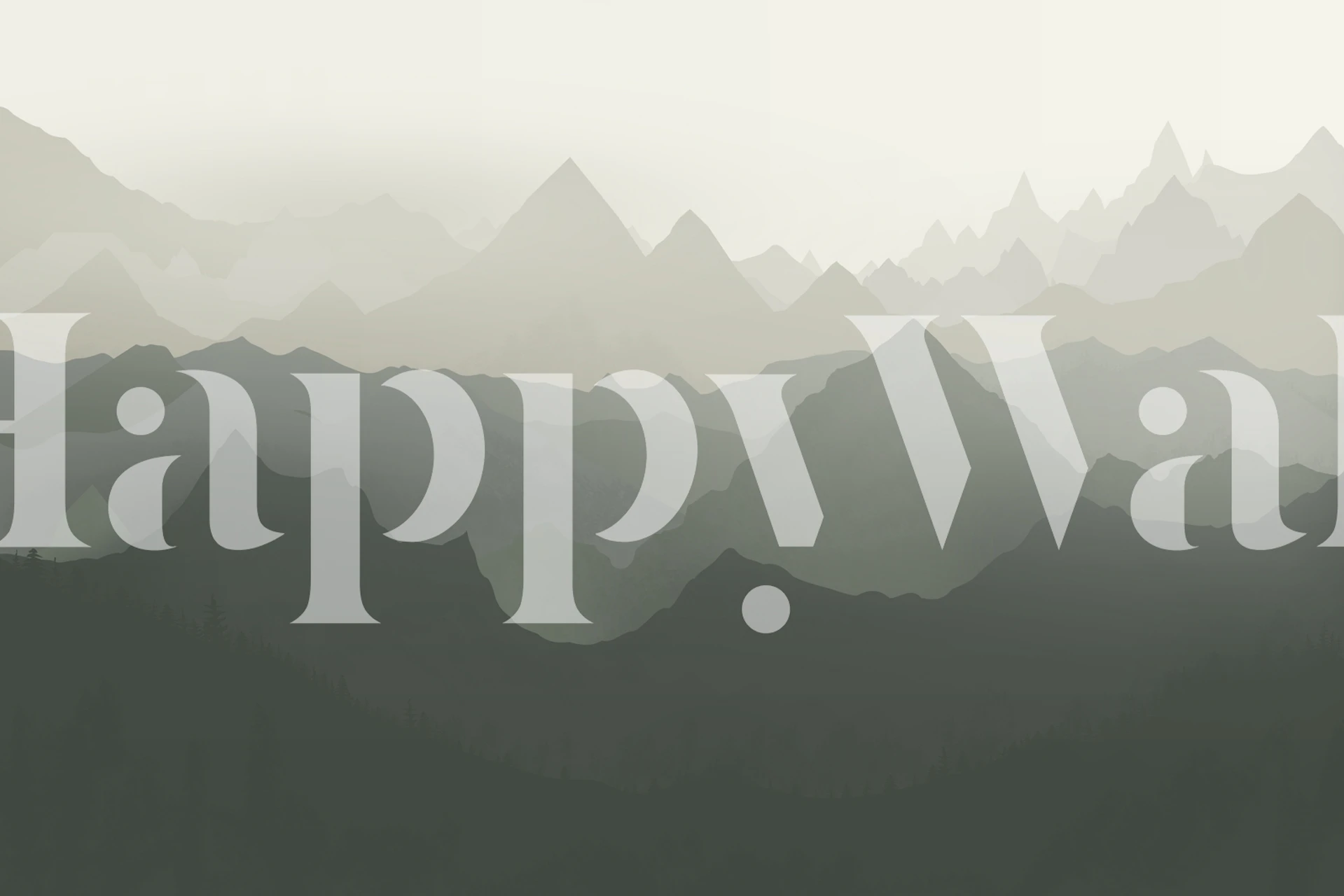 Layered mountain landscape in green tones wallpaper