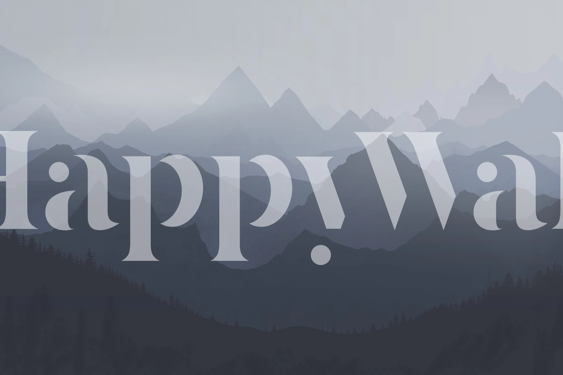 Bjerge Blå vægmaleri, der viser lagdelte bjergsilhuetter i blå nuancer