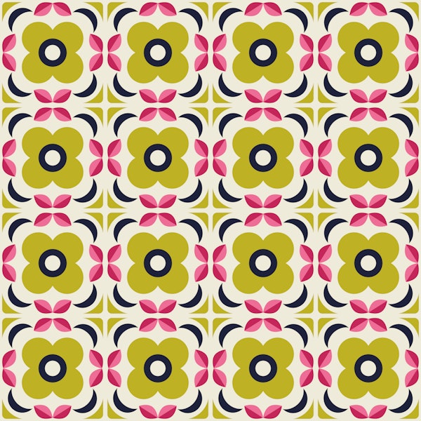 Retro granny squares green pink