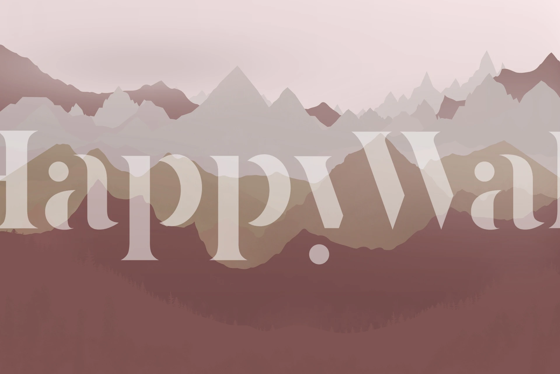 Stylized mountains in varying shades of ocher and pink wallpaper