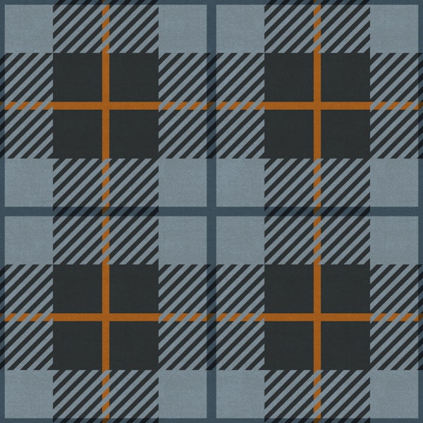 Slate Blue Plaid with Orange Lines