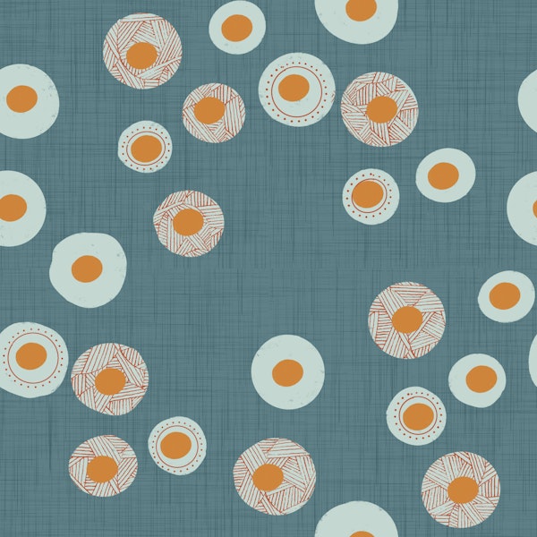 Blue Grey Scandi Folk Dot Floral