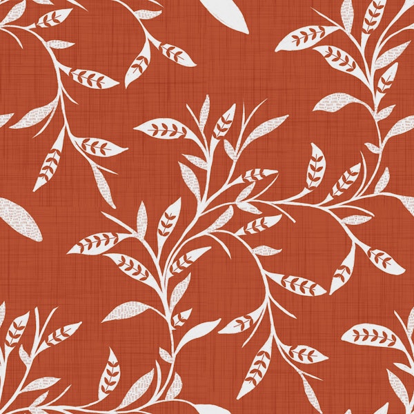 Burnt Terracotta Scandi Folk Leaf Vine