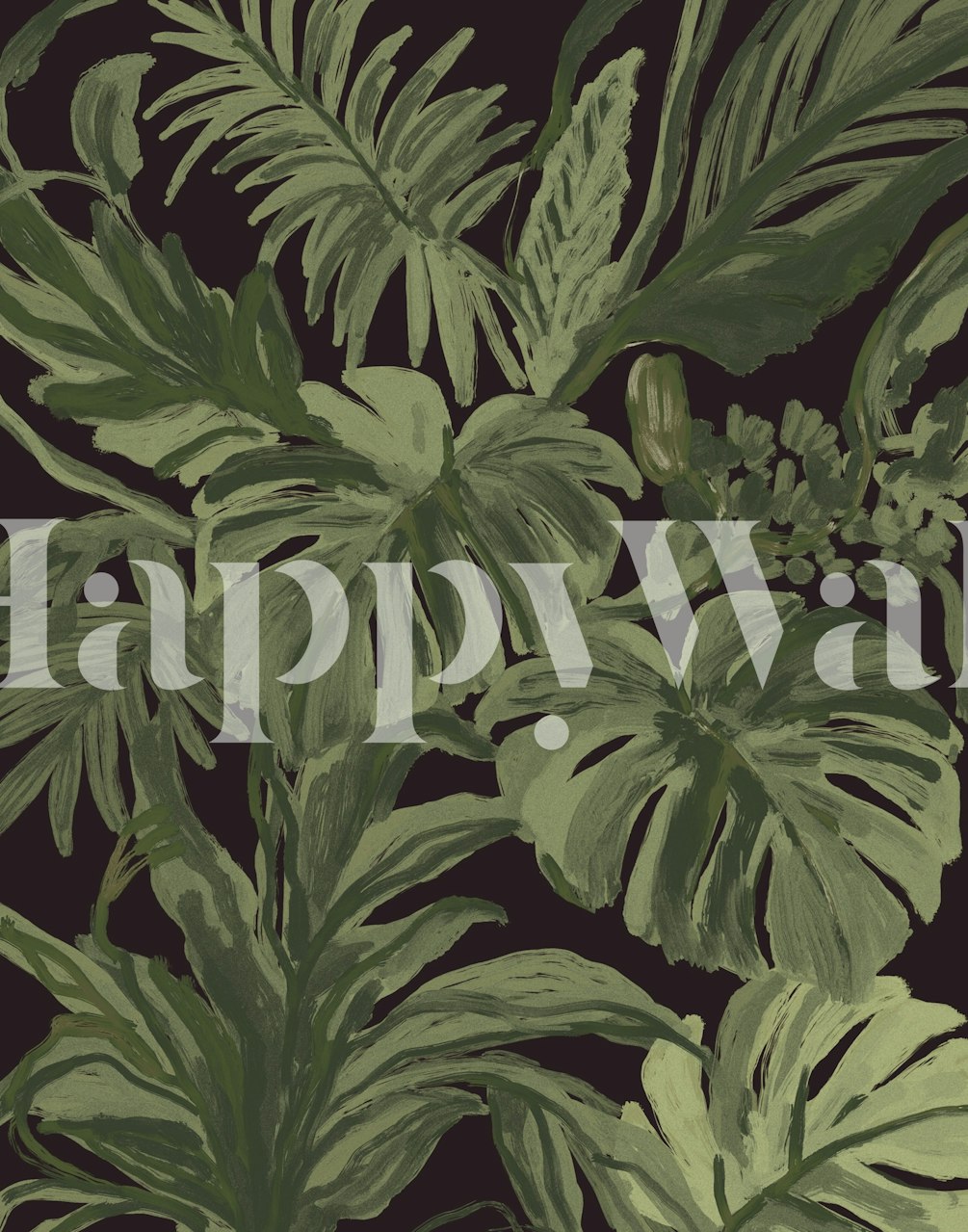 Tapeta Midnight Botanical Foliage Monstera w pokoju