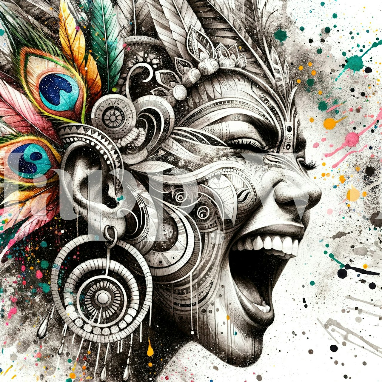 Vibrant Carnival Scream Portrait wallpaper in a room