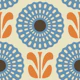 Retro Floral Sunburst in Blue Orange - S