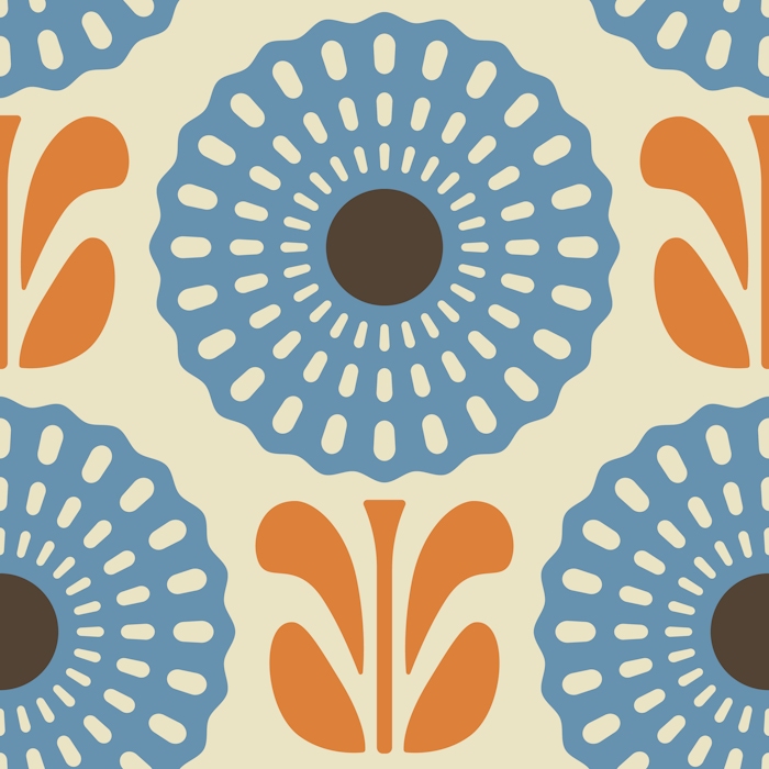 retro-floral-sunburst-in-blue-orange-happywall