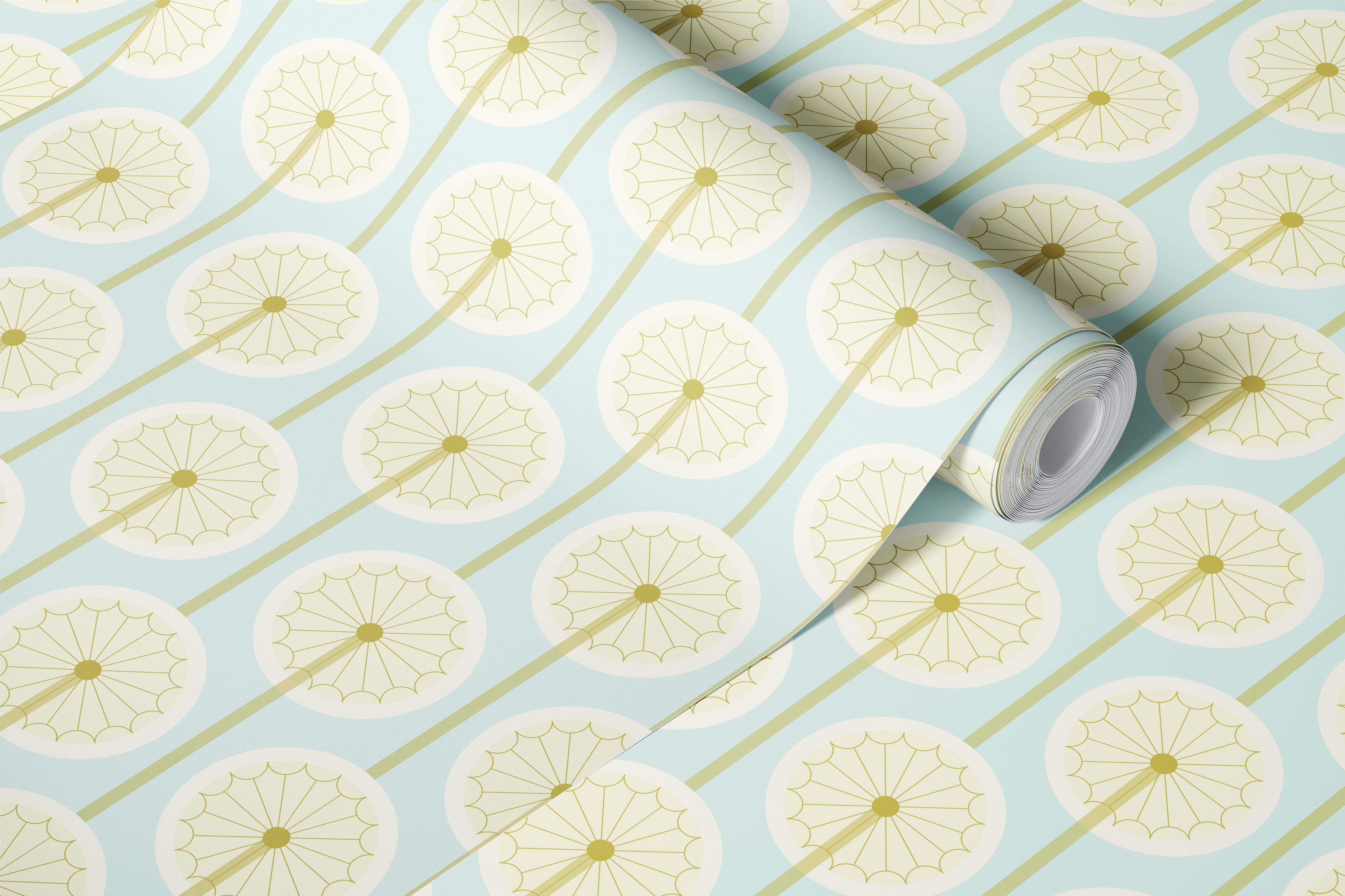 Geometric soft dandelion light blue wallpaper design