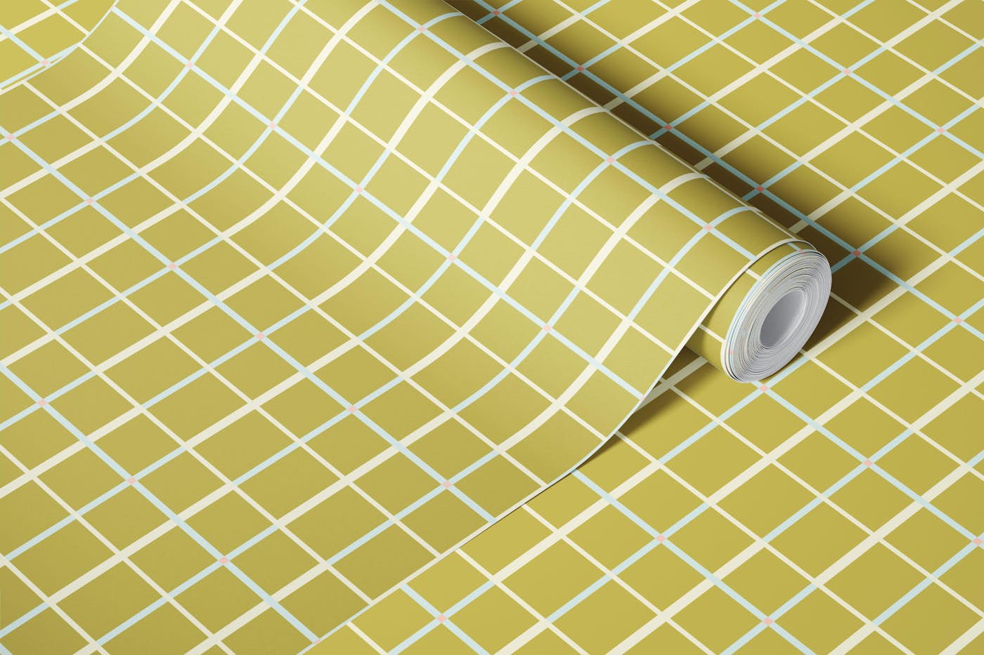 Grid Soft Pastel Lines Green wallpaper roll
