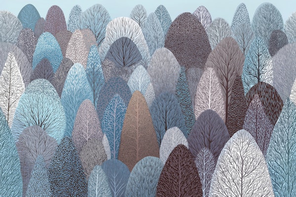 Blue Scandinavian Forest Mural