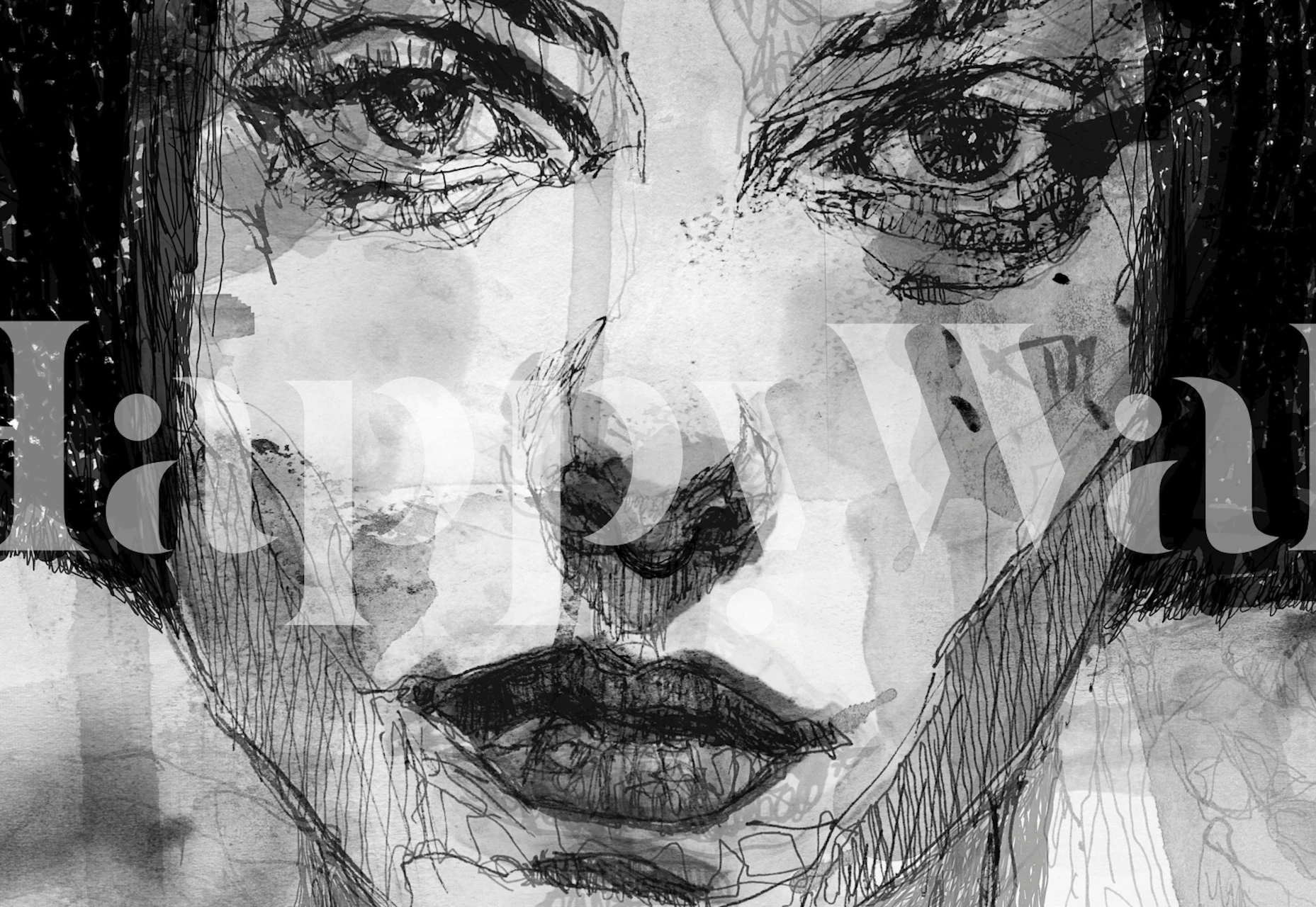 Ink Wash wallpaper design in a room