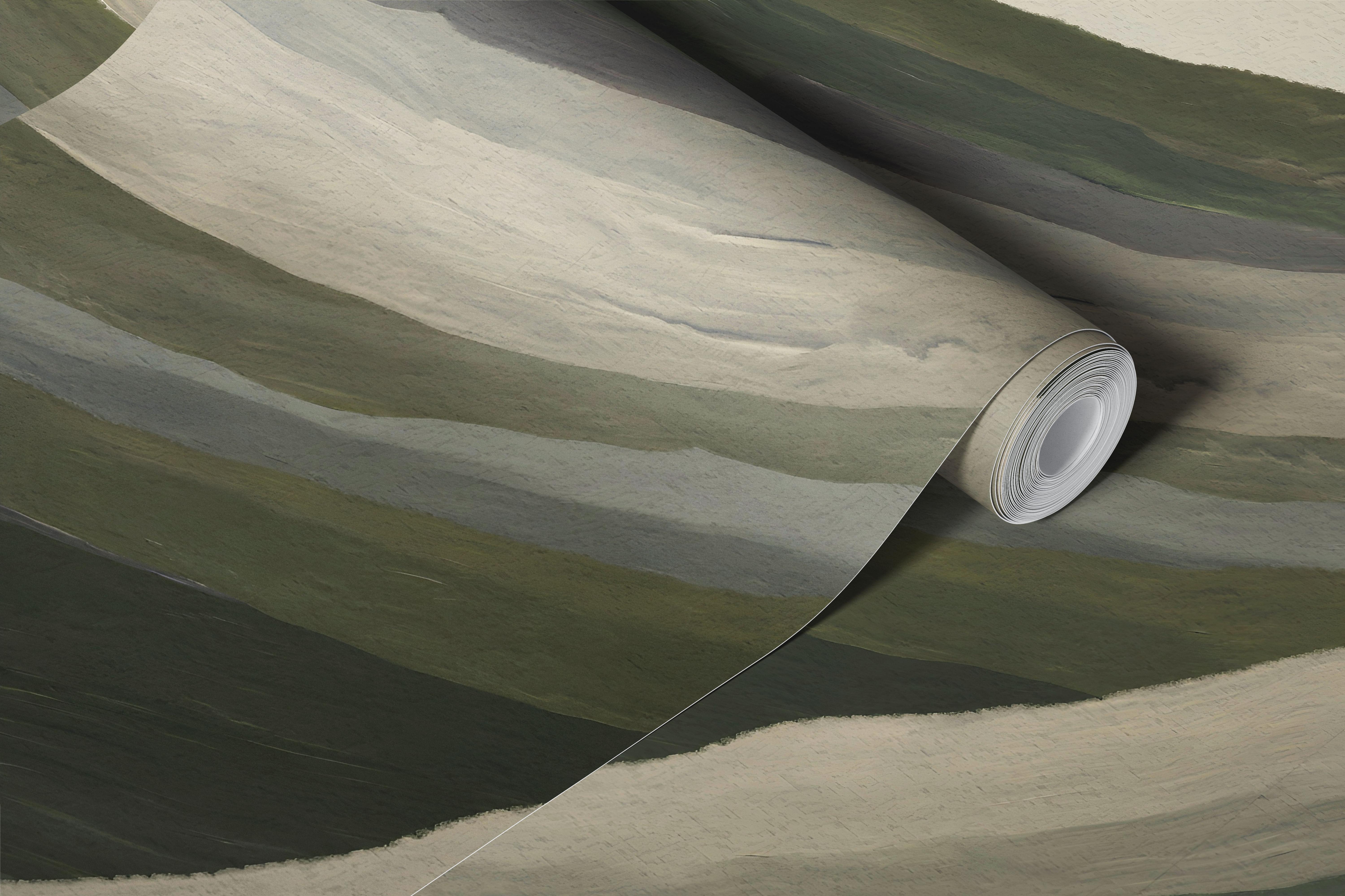 Earth Tone Wave Stripes wallpaper in a room