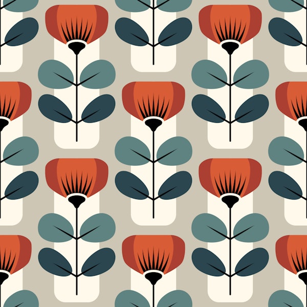 Retro Scandinavian Flowers Terracotta