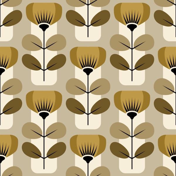 Retro Scandinavian Flowers Brown