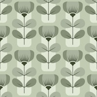 Retro Scandinavian Flowers Sage Green wallpaper