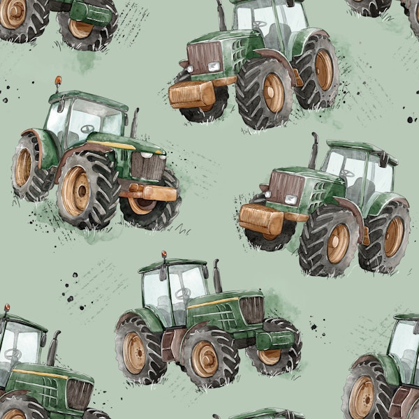 Watercolor Tractors - small green