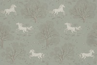 Magical Unicorn Dreamland – Sage Green Large wallpaper