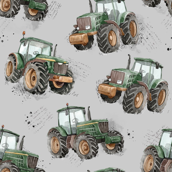 Watercolor Tractors - grey small