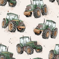 Watercolor Tractors - small cream tapet