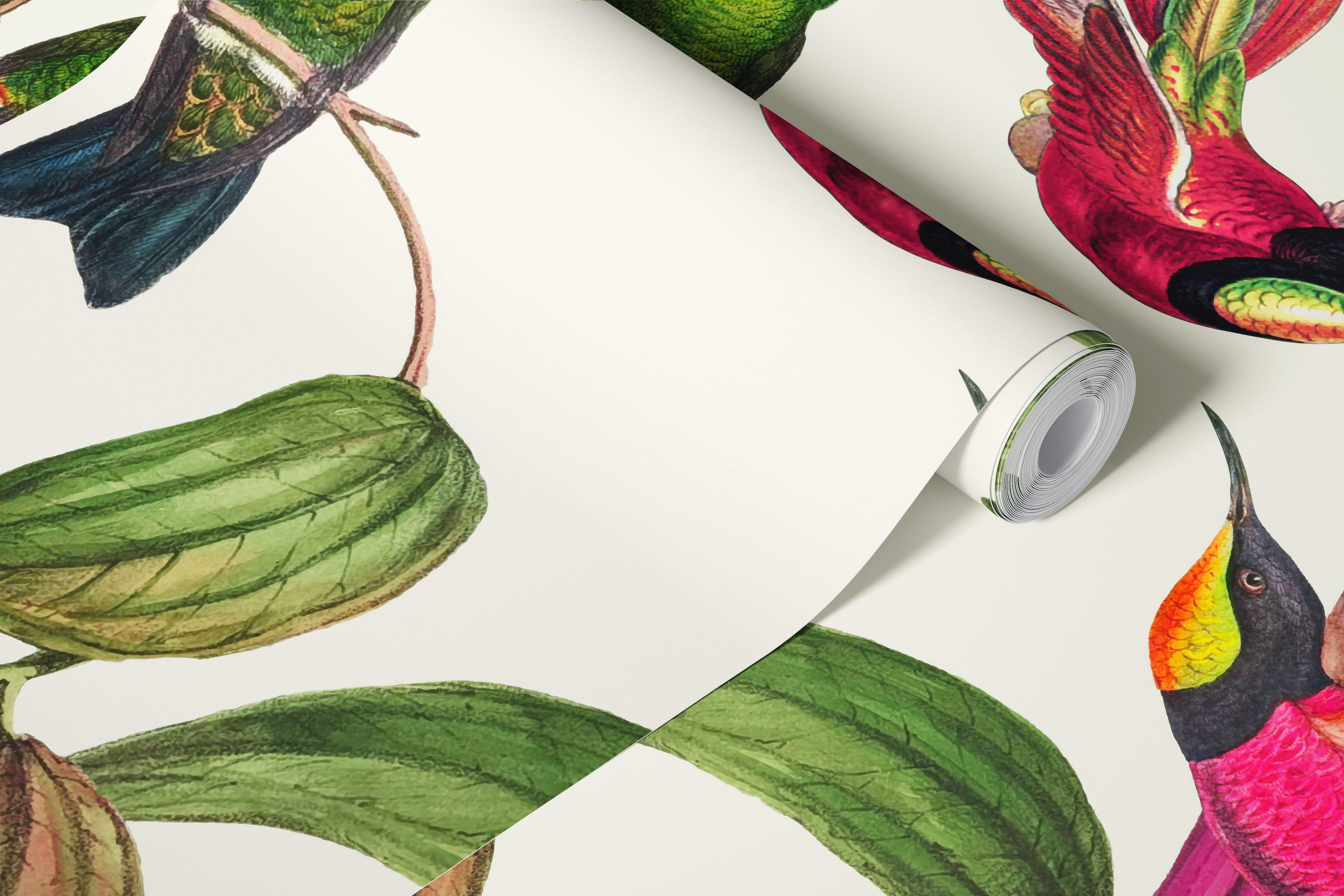 Hidden Exotic Hummingbird Paradise wallpaper in room