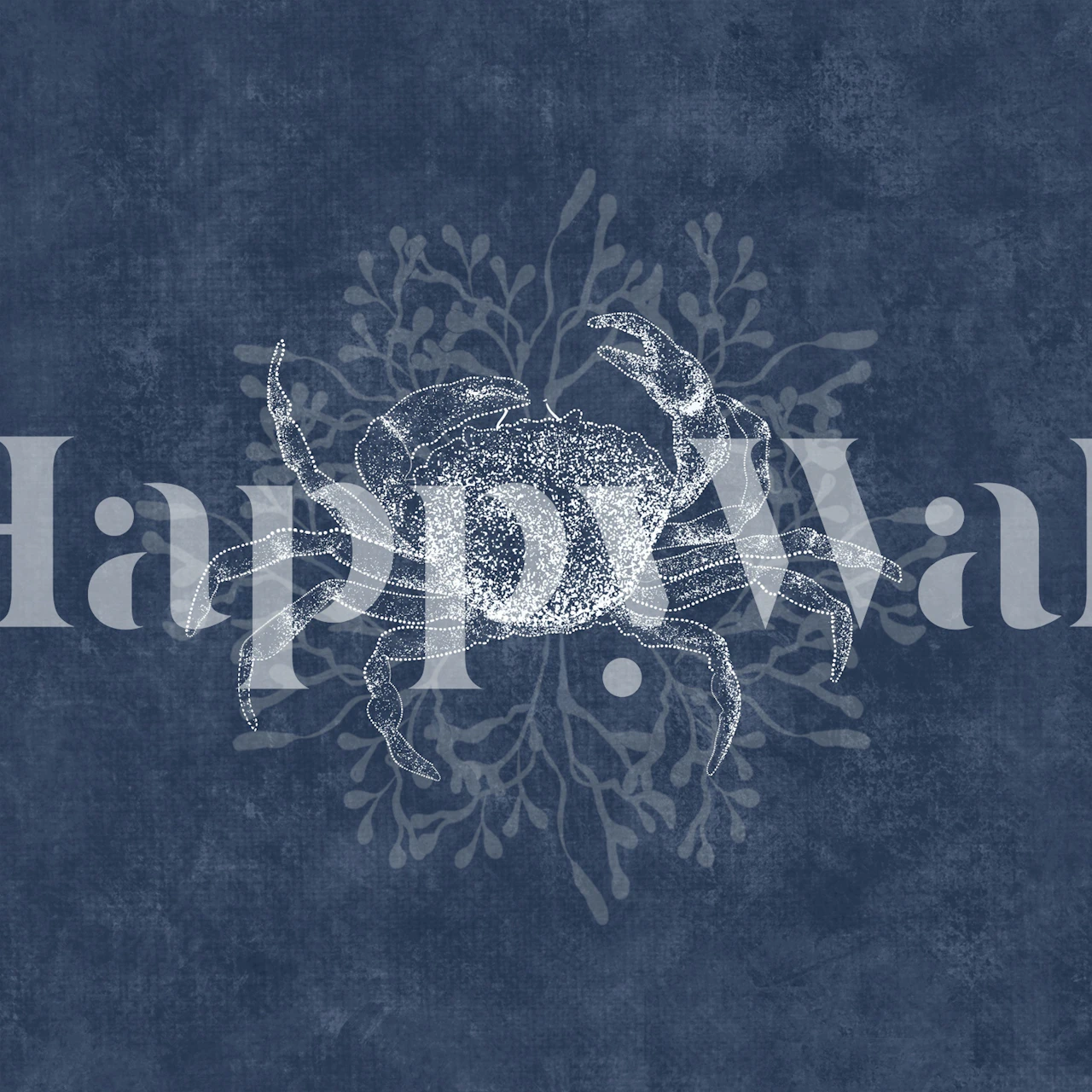 Navy blue Crab & Algea-behang in een kamer