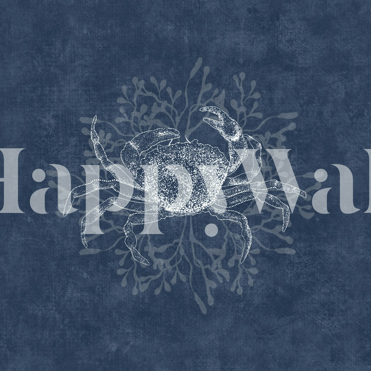 Navy blue Crab & Algea wallpaper in a room